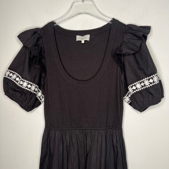 Cleobella Black Puff Sleeve Selma Midi Dress Size Small - Picture 4 of 8